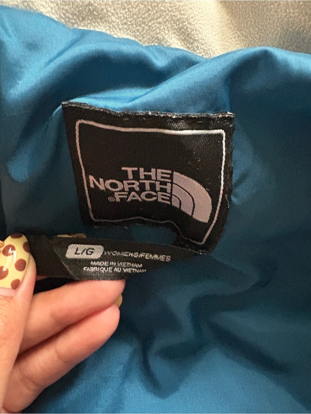 The north face 550 women’s puffer goose down coat jacket size L clouds sky blue - Picture 10 of 16